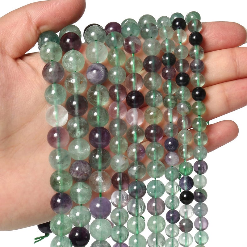 Xilitata 35pcs 10mm Natural Stone Beads Fluorite Beads Crystal Gemstone for Jewelry Making  DIY Bracelet Necklace - Image 1